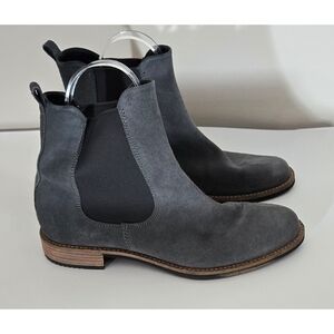 ECCO Mens Gray Slip On Leather Boots Sz 10 - 10.5 or 41 Shoes Trendy Ex Cond